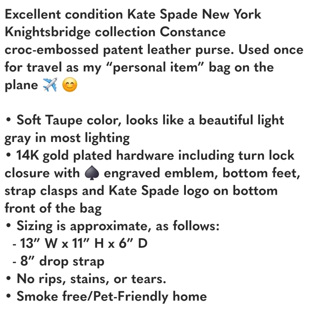 Kate Spade Light Gray Croc-Embossed Satchel Knightsbridge Constantine - Picture 10 of 10